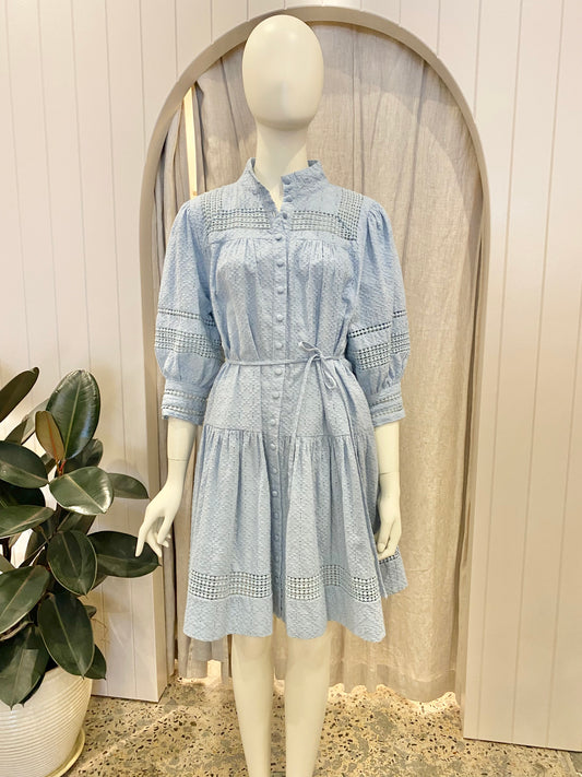 Zoe Kratzmann Light Blue Midi Dress - Size 1 (8/10)