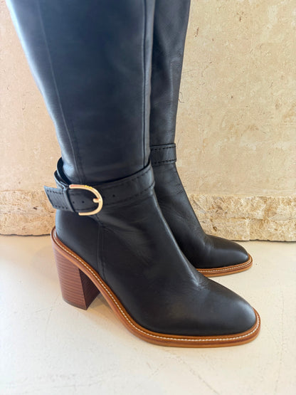 Wittner Black Leather Tall Boots - Size 37