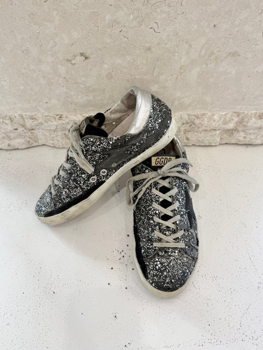 Golden Goose Super-Star Silver Glitter - Size 39
