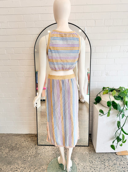 Suboo Elise Stripe Metallic Skirt and Top Set