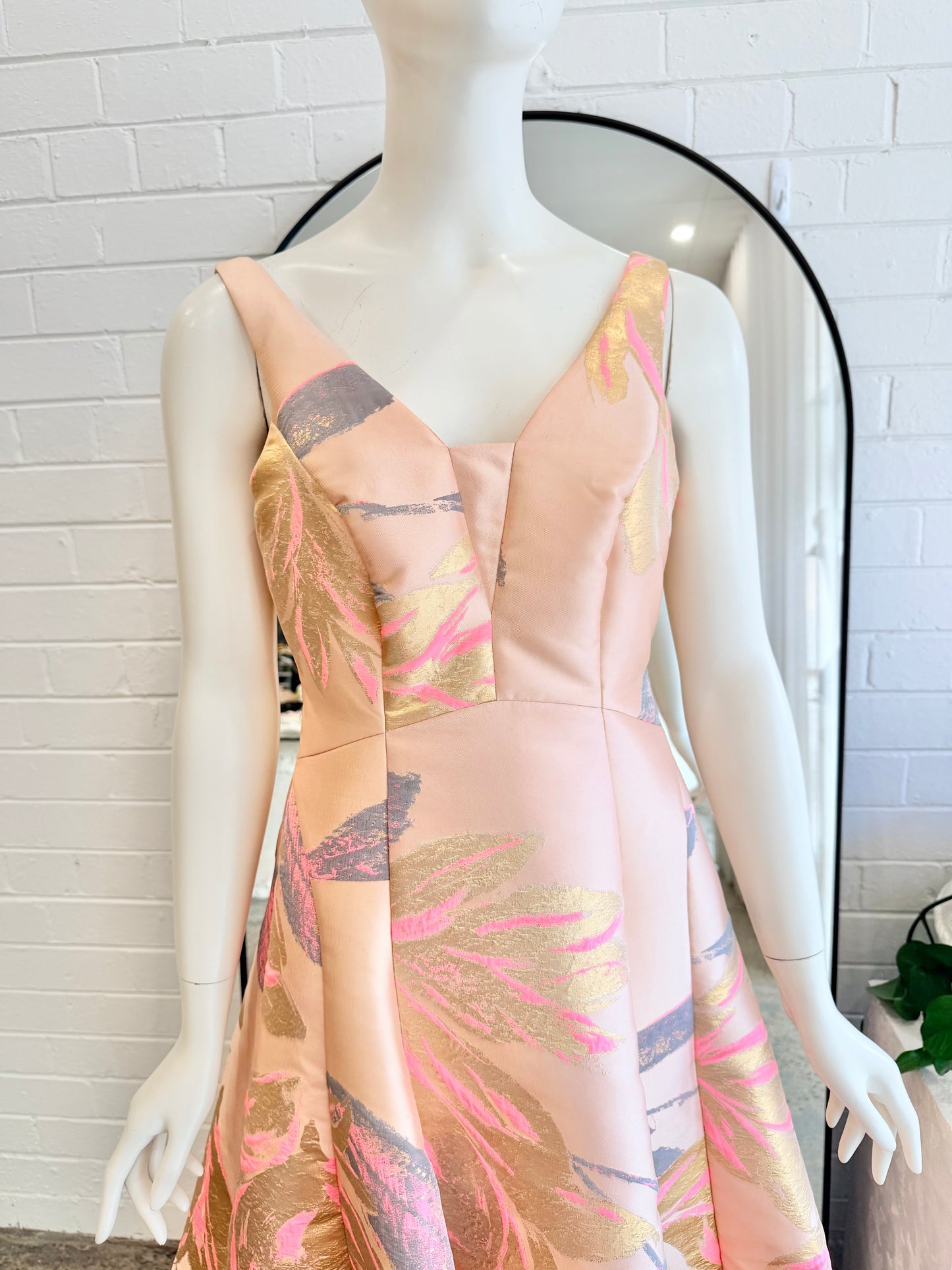 Coast Pink Rina Floral Jacquard Midi Dress - Size 12 - Pre-Loved Geelong 2