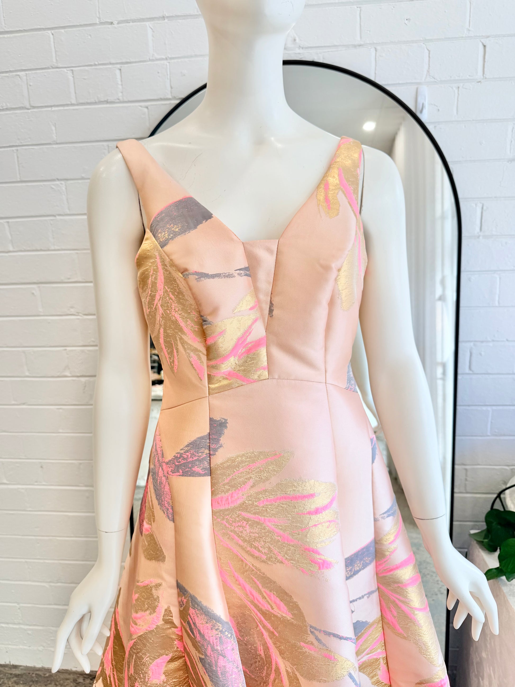 Coast Pink Rina Floral Jacquard Midi Dress - Size 12 - Pre-Loved Geelong 2