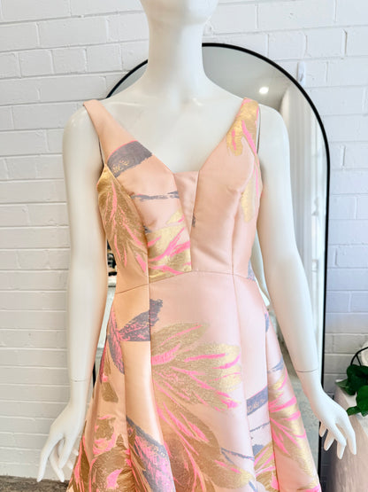 Coast Pink Rina Floral Jacquard Midi Dress - Size 12 - Pre-Loved Geelong 2