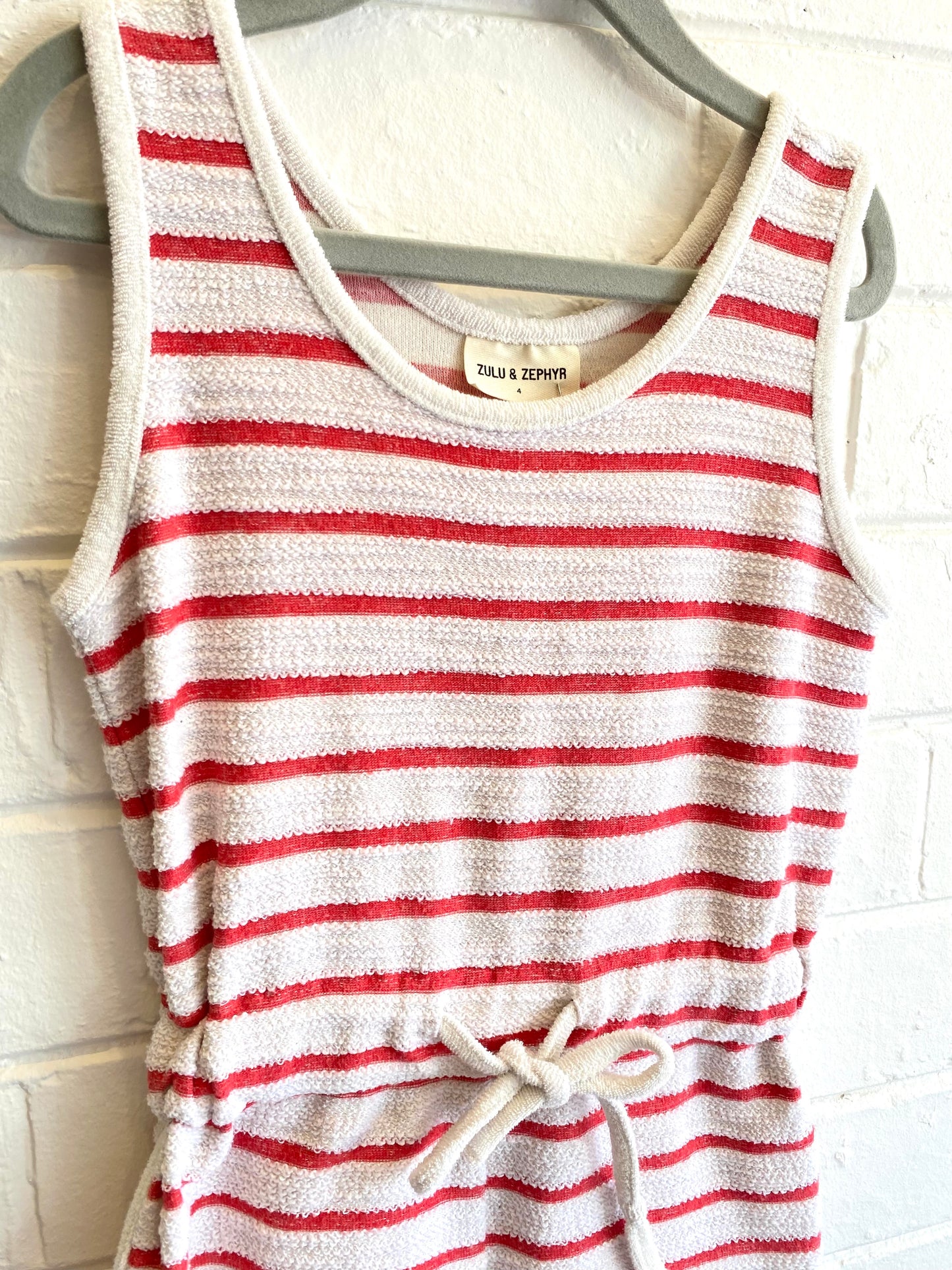 Zulu & Zephyr Red and White Stripe Playsuit - Size 4