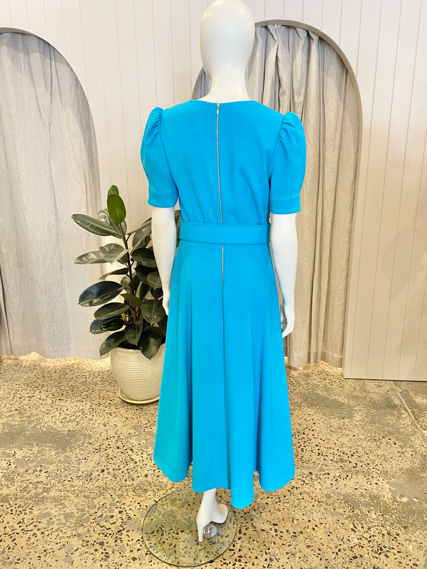 Rebecca Vallance Blue Ella Short Sleeve Midi BNWT - Size 12