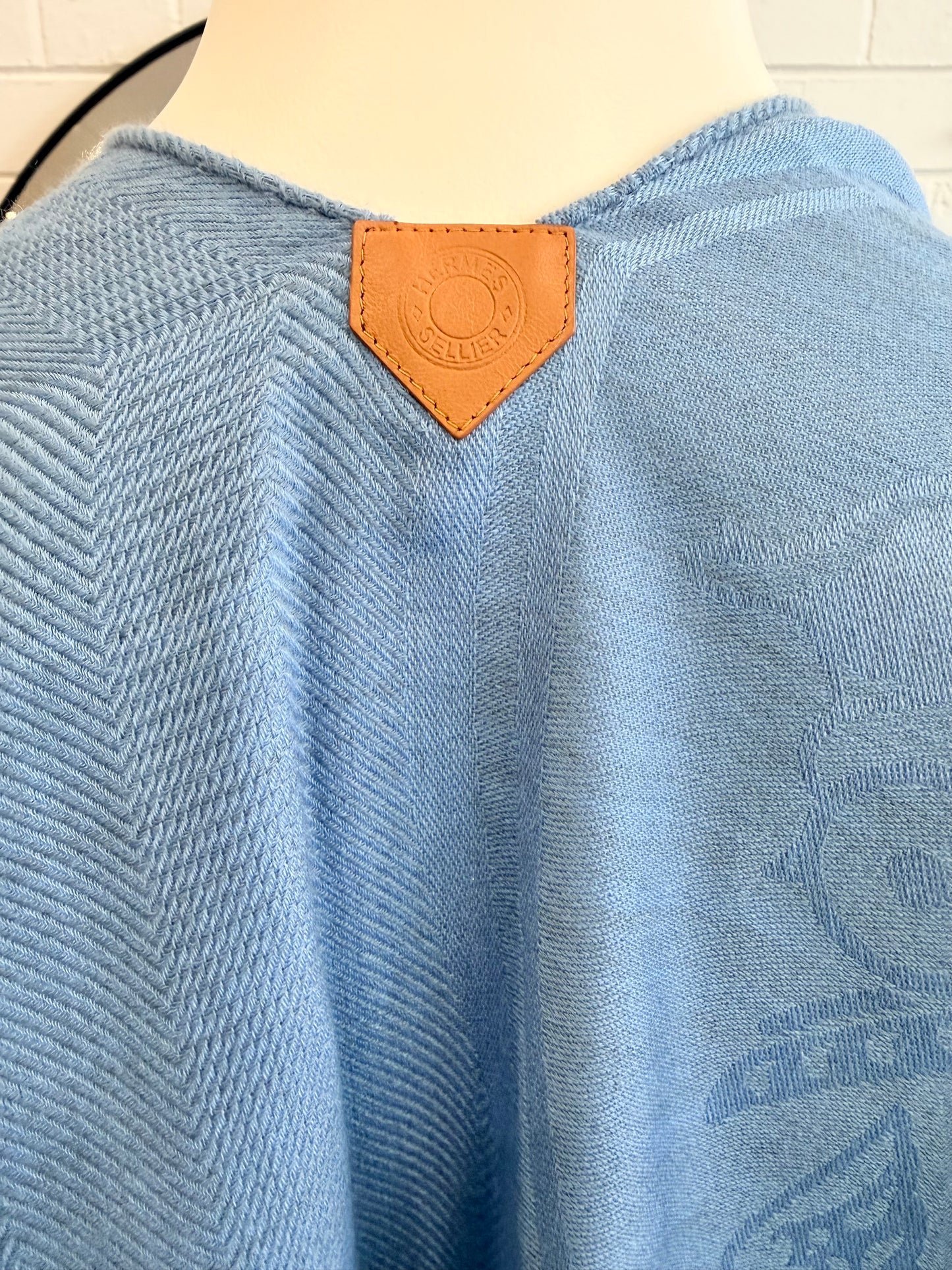 Hermes Blue New Libris Cashmere Scarf