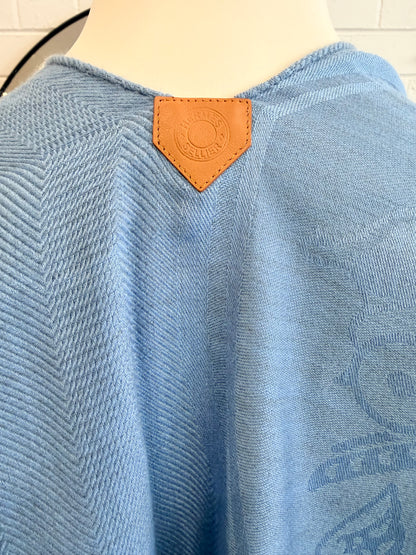 Hermes Blue New Libris Cashmere Scarf