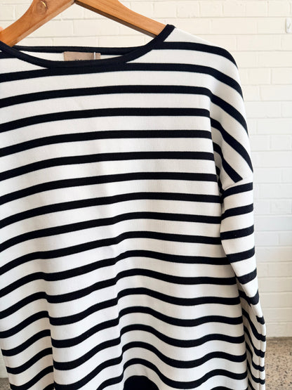 Kachel Black and White Stripe Crepe Top - Size L (12)