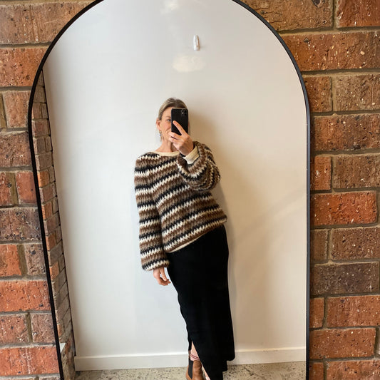 Second Female Brown Stripe Knit - Size M