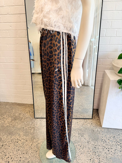 Adidas Origianls Animal Print Wid Leg Satin Pants - Size L (12)