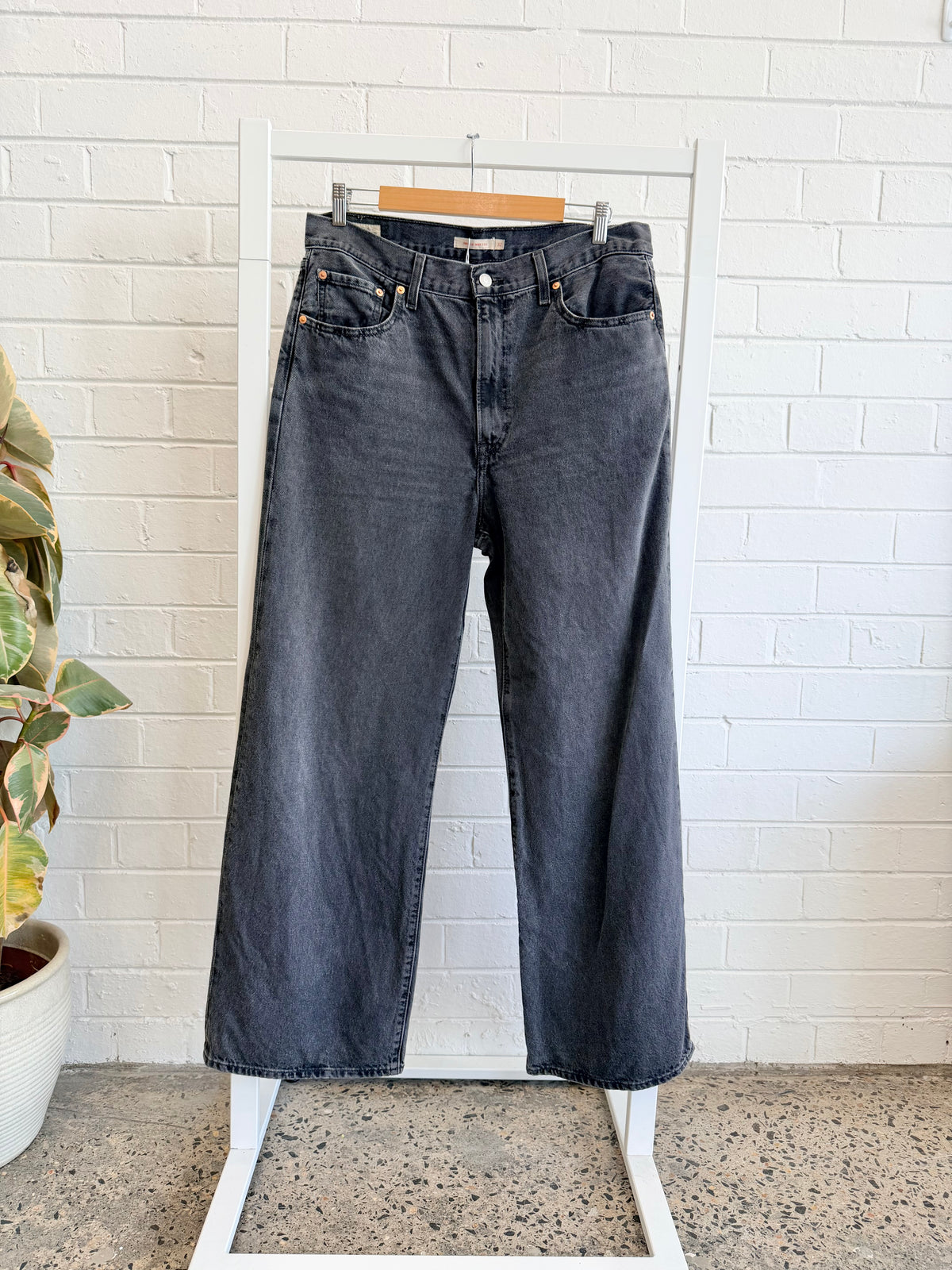 Levis Ribcage Wide Leg Black Jeans - Size 32