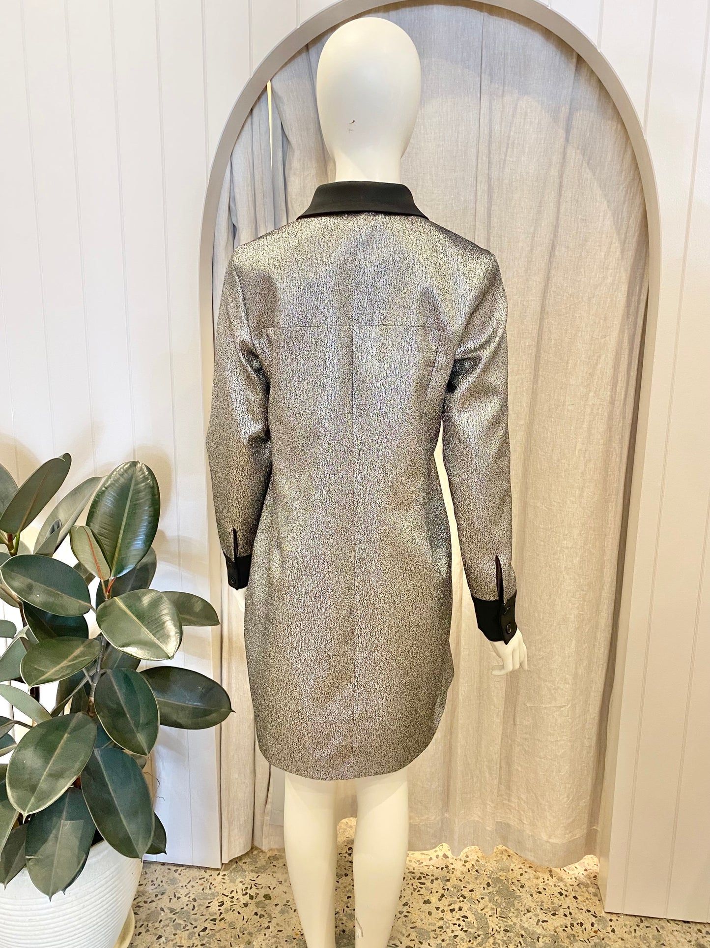Karen Millen Metallic Tuxedo Dress - Size 14