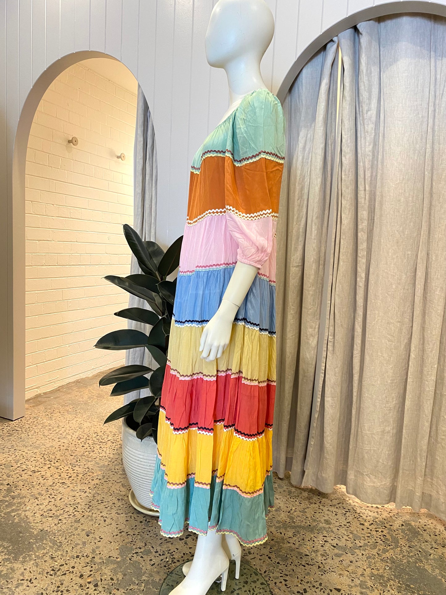 Hammock & Vine Rainbow Tiered Maxi Dress - Size 12