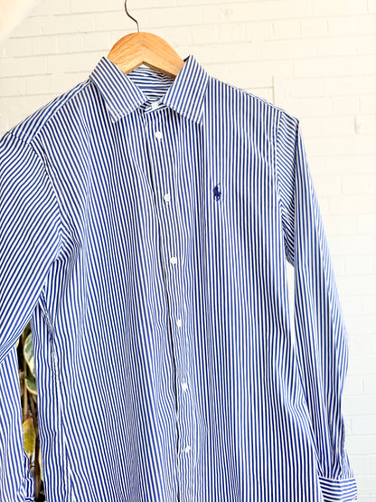 Polo Ralph Lauren Classic Fit Blue / White Striped Cotton Shirt — Size 10 (US 6)