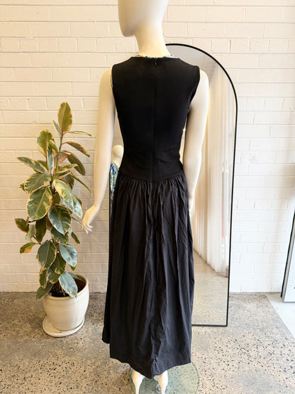 Esse Studios Black Net Sustain Stretch Knit Maxi Dress - Size 8