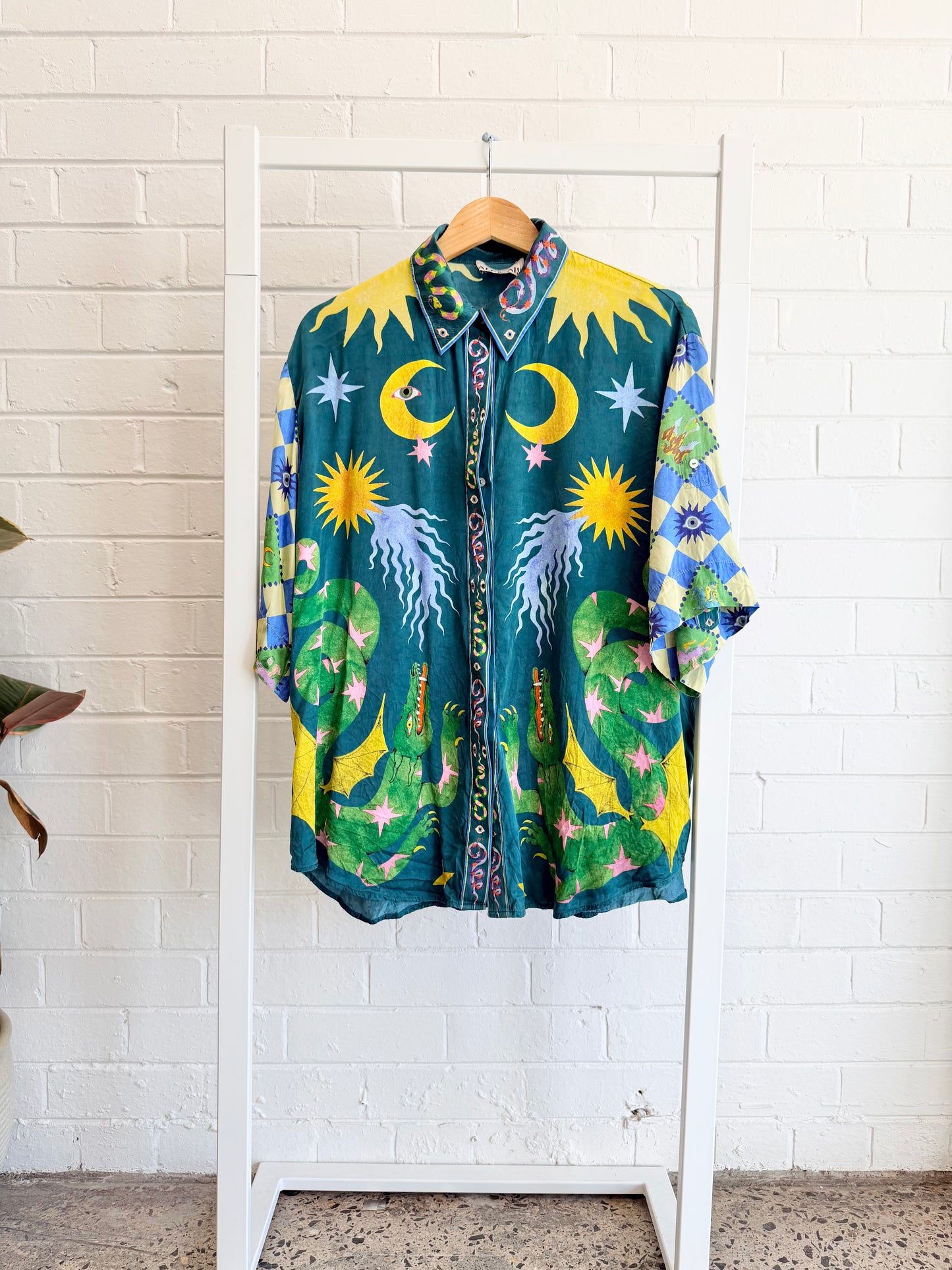 Alemais Green Guardian Oversized Silk Shirt - Size 14