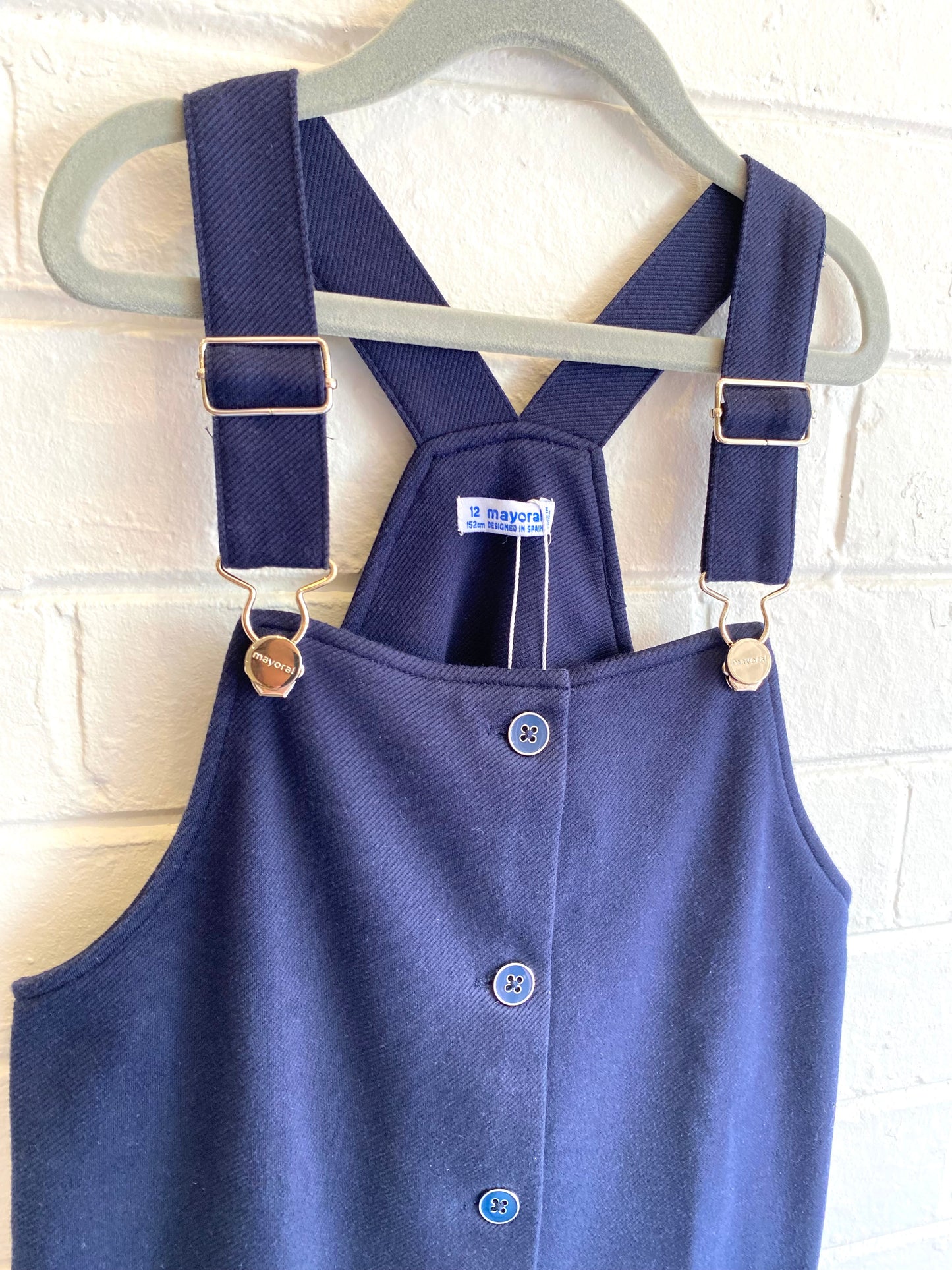 Mayoral Navy Pinafore Dress - Size 12