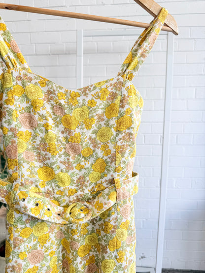 Faithful The Brand Yellow Floral Kasbah Jumpsuit - Size 0 (6)