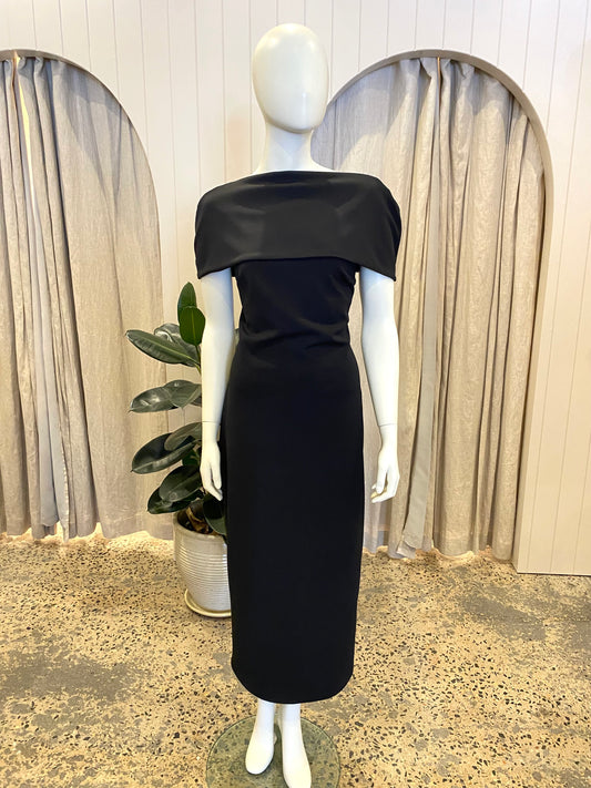 Effie Kats Black Cap Sleeve Dress - Size 14