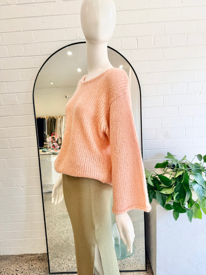 Gorman Oversized Mohair Blend Knit Sweater in Pink - Size 8
