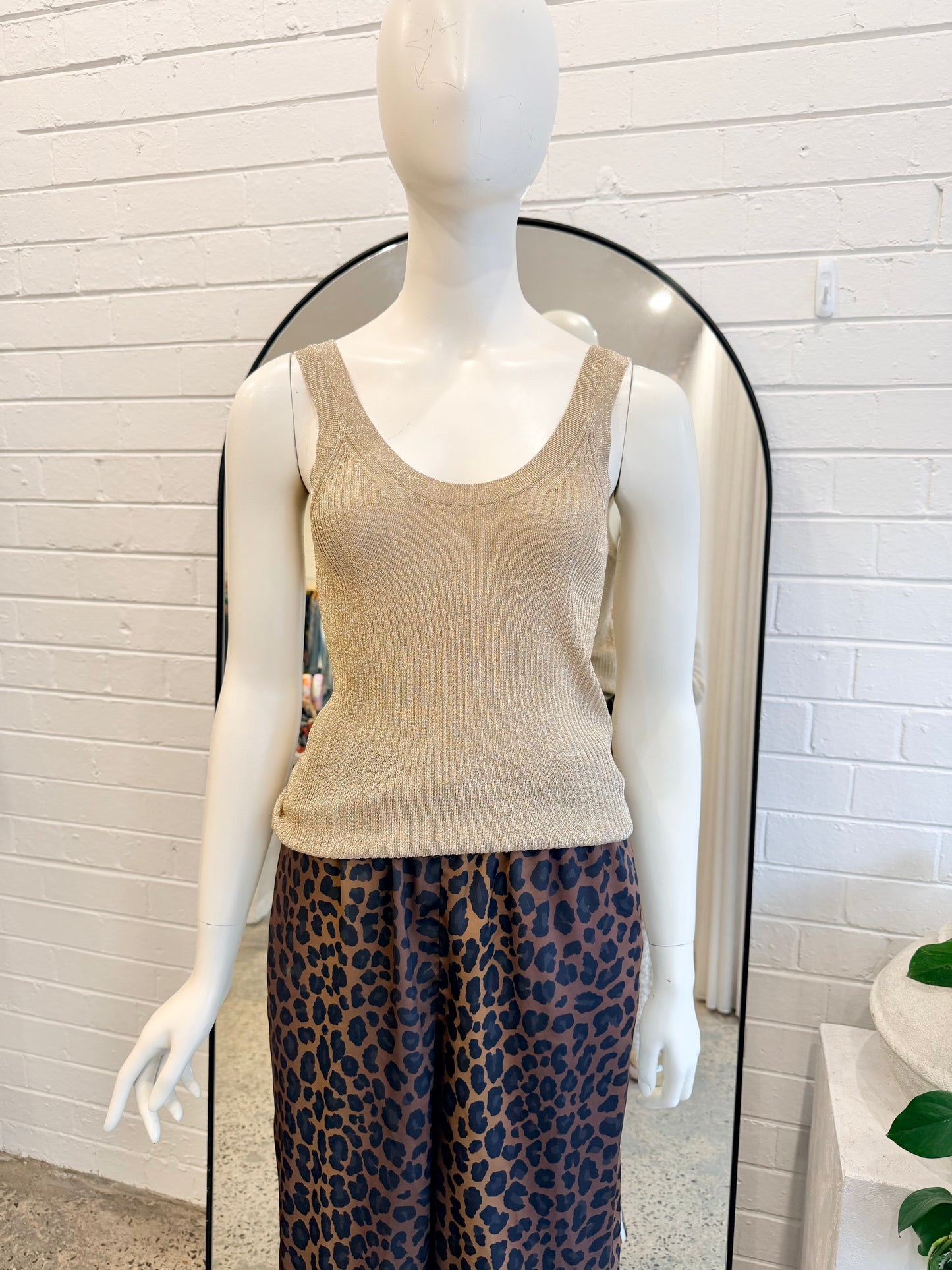 Reiss Gold Metallic Imogen Vest - Size M (10 - 12)
