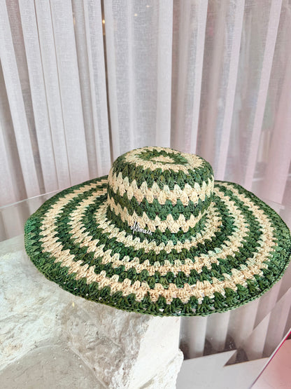Alemais Poppy Striped Crochet Raffia Sun Hat