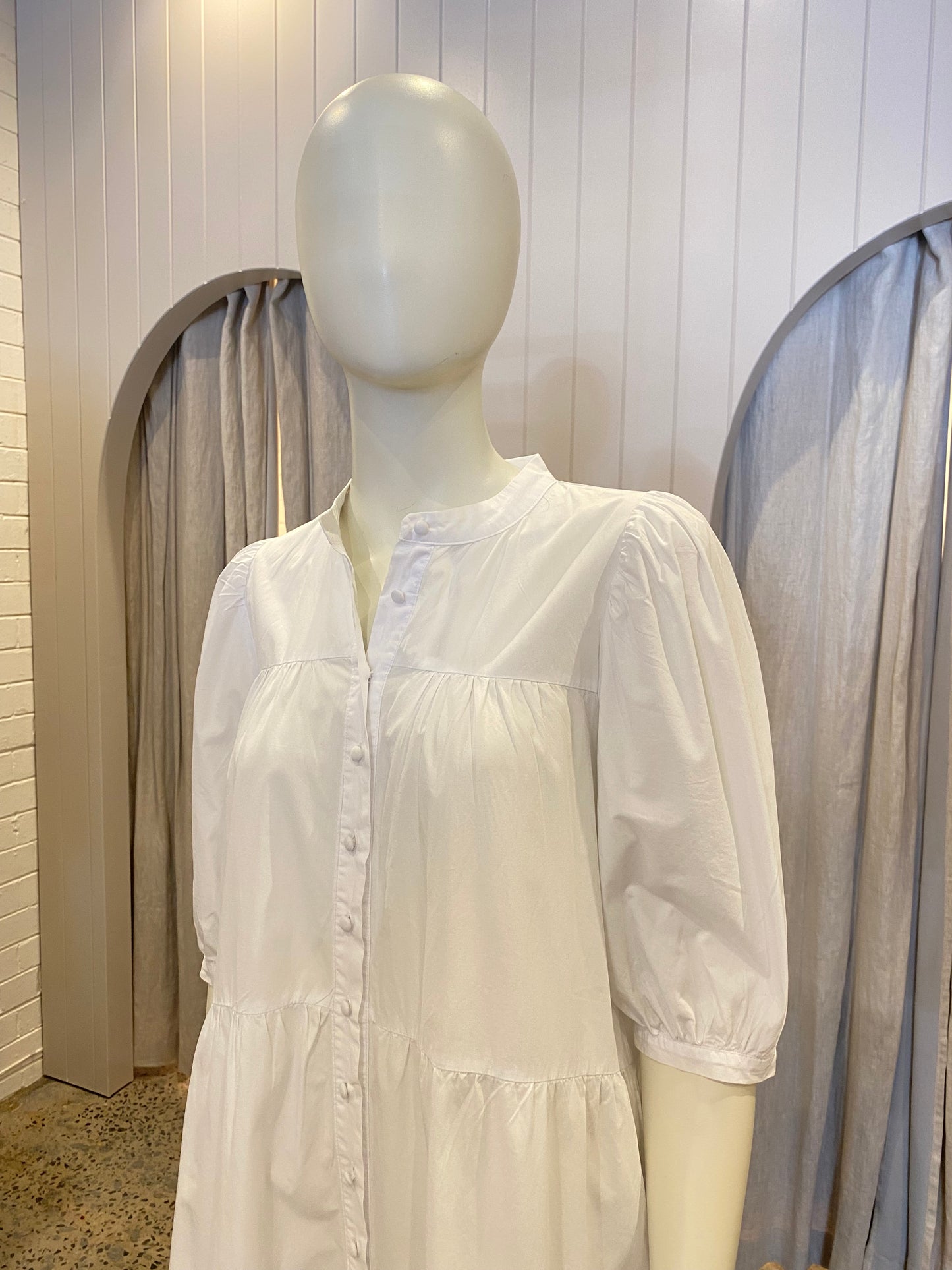 Zoe Kratzmann White Cotton Midi Dress - Size 1 (10)