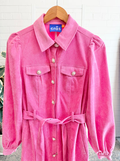 Cras 'Celinecrass' Corduroy Dress in Pink - Size 36 (au 10)