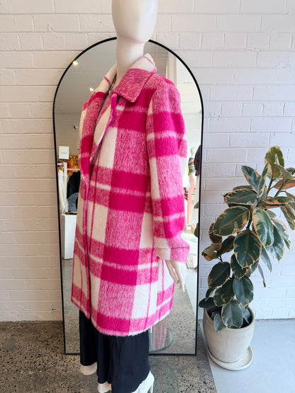 Basque Pink Check Coat - Size 16