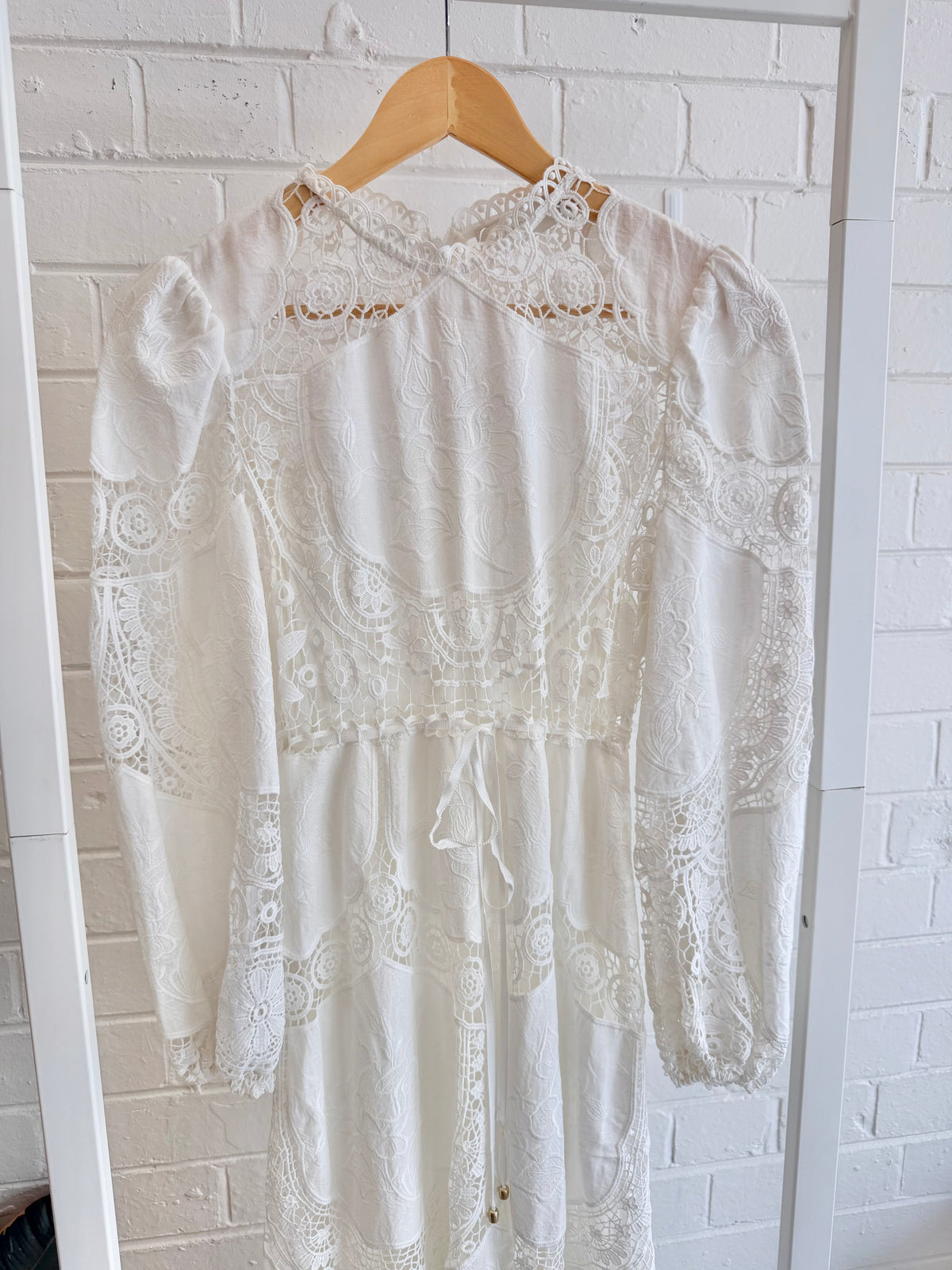 Zimmermann White Bonita Crochet Paneled Dress - Size 2 (8-10)