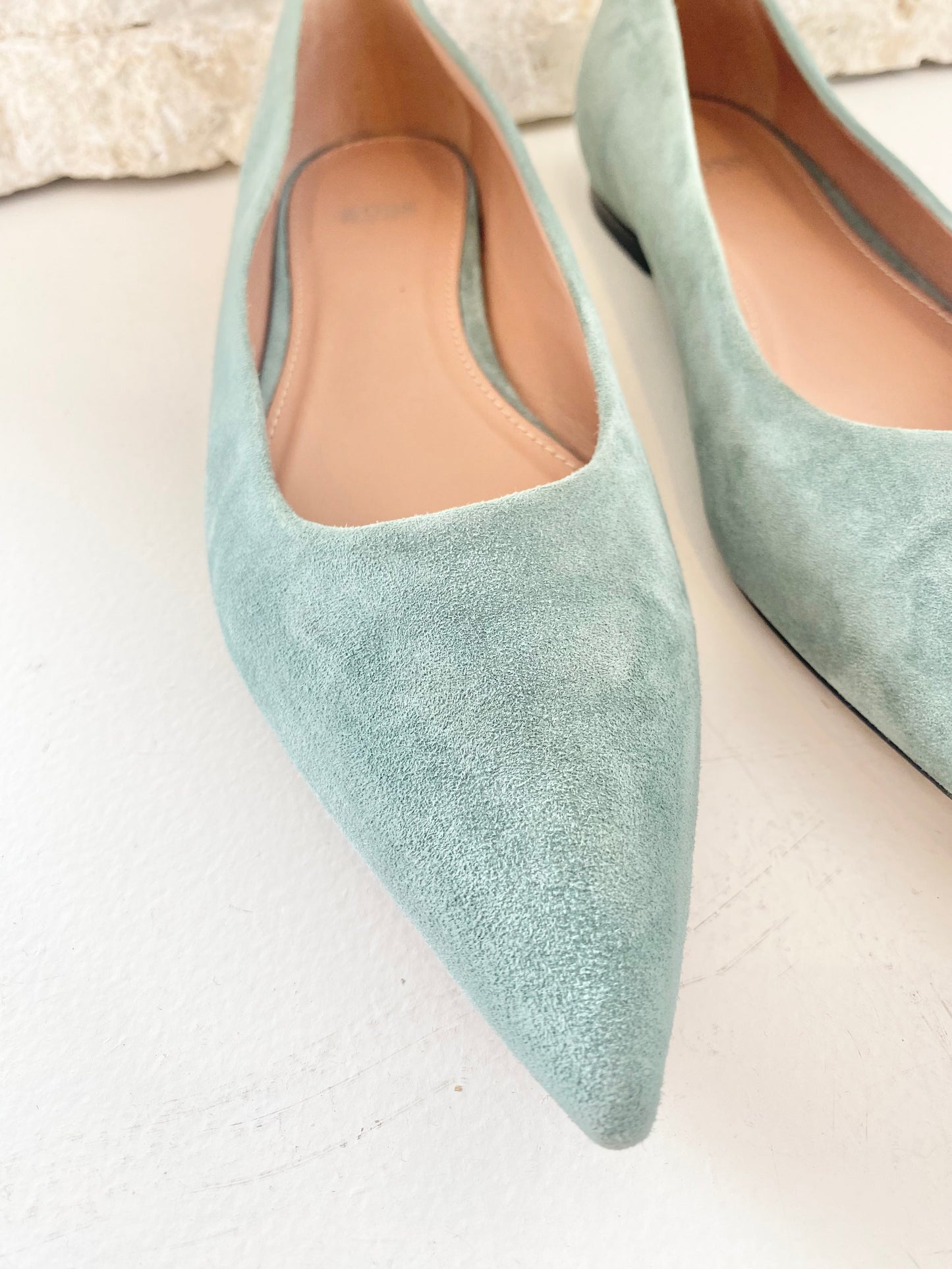 Hugo Boss Suede Ballet Flats in Sage - Size 38