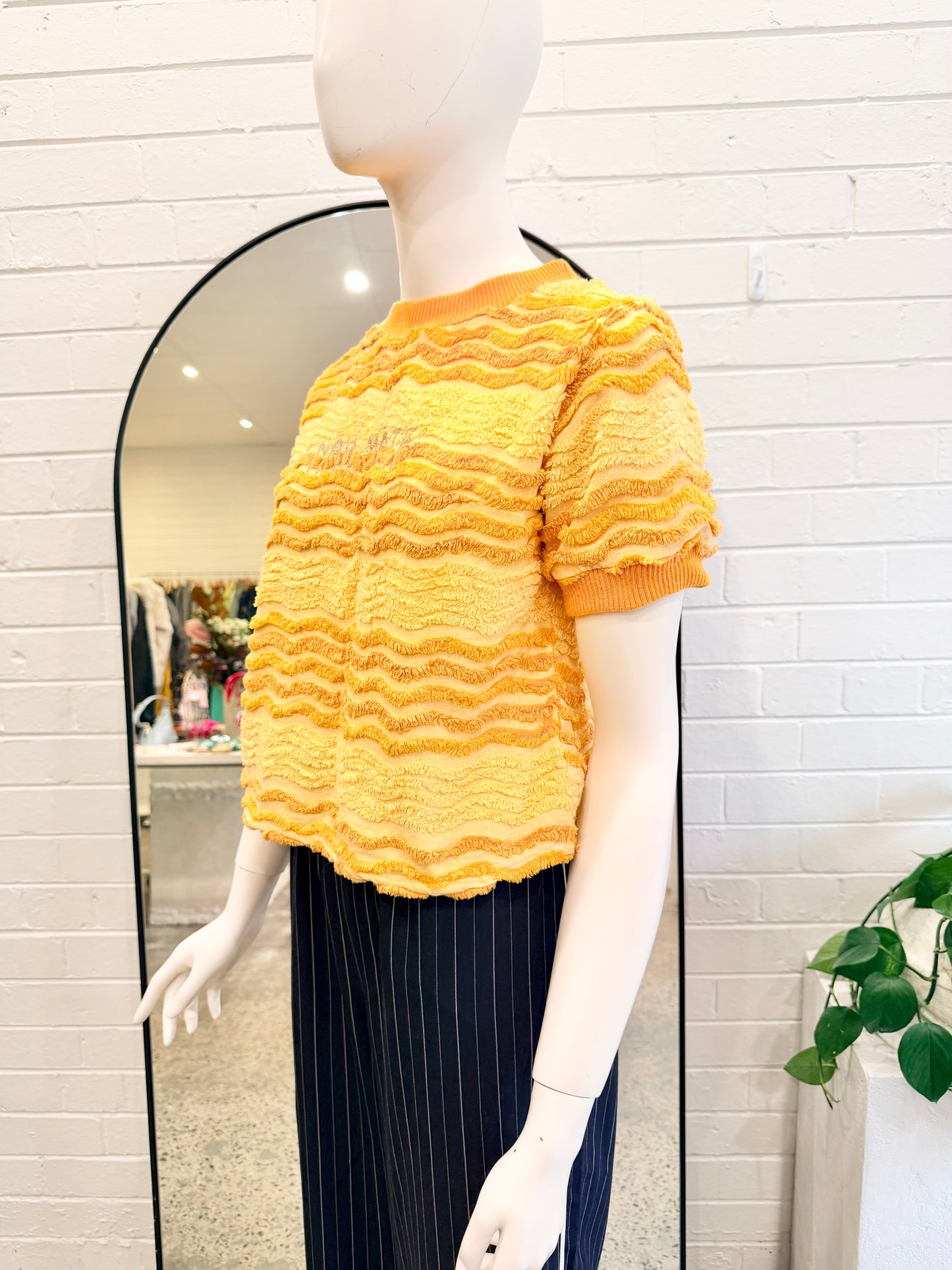 Alice Nightingale Nah Mate Fluffy Tee in Yellow - Size 10