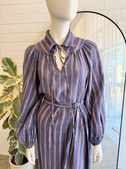 Amelius Navy Linen Estelle Tunic Midi Dress - Size M