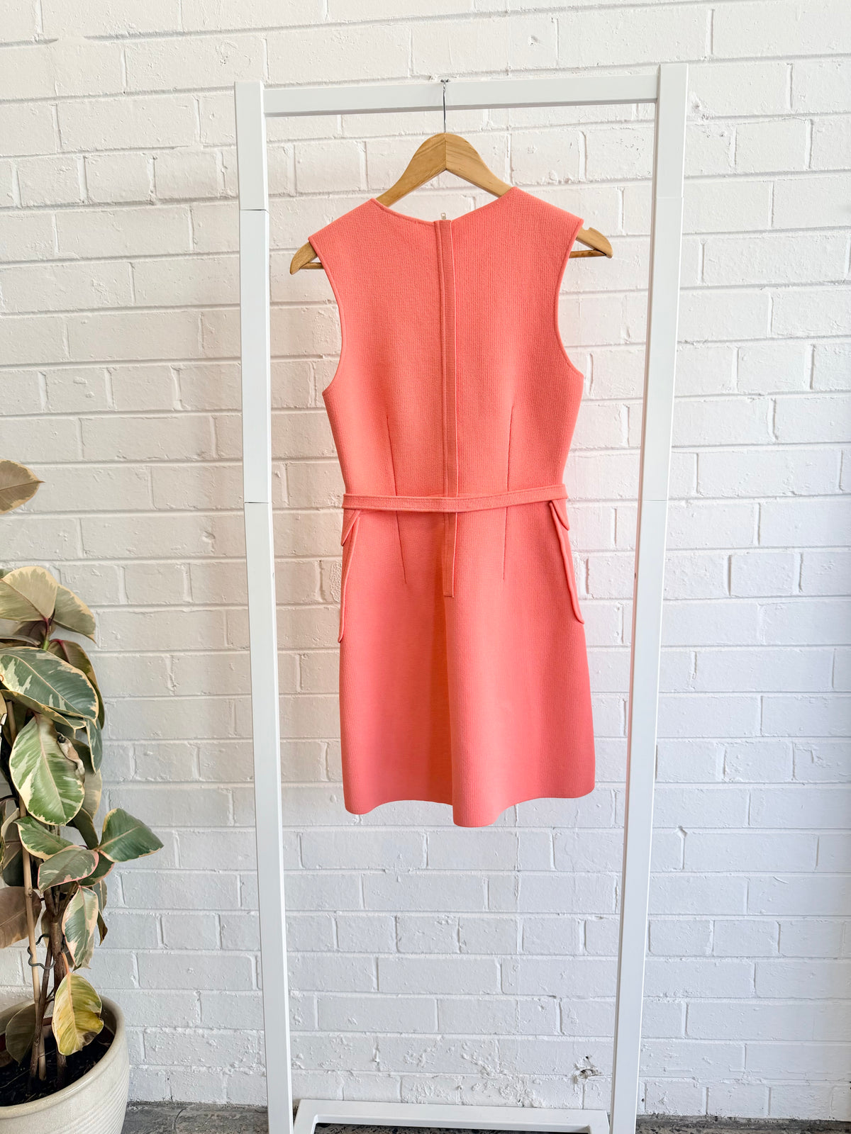 Scanlan Theodore Coral Crepe Knit Patch Pocket Mini Dress - Size S (6 - 8)