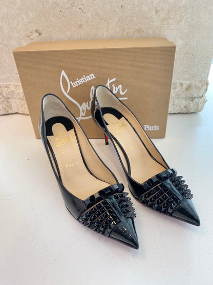 Christian Louboutin Black Patent Pyramipump - Size 38.5