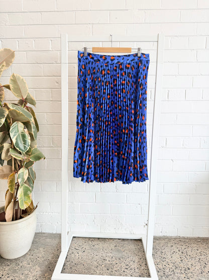 Trenery Bold Ocelot Print Pleated Midi Skirt - Size 14 - 16