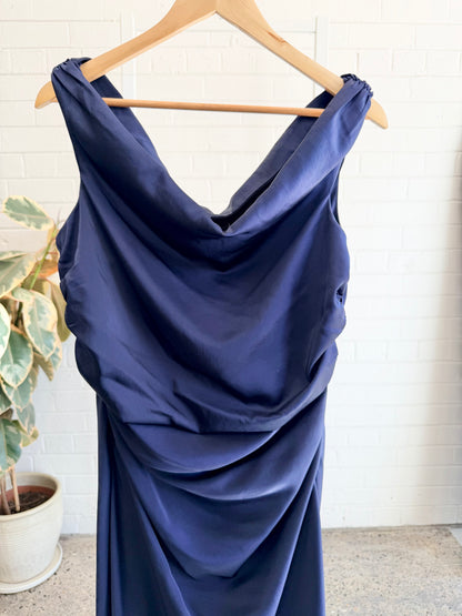 Bec & Bridge 'Eternity' Off Shoulder Maxi Dress in Navy - Size 16