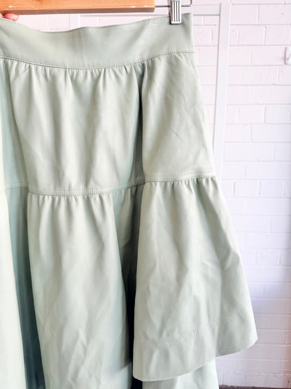 Aje Mint Idyllic Faux Leather Tiered Maxi Skirt - Size 8
