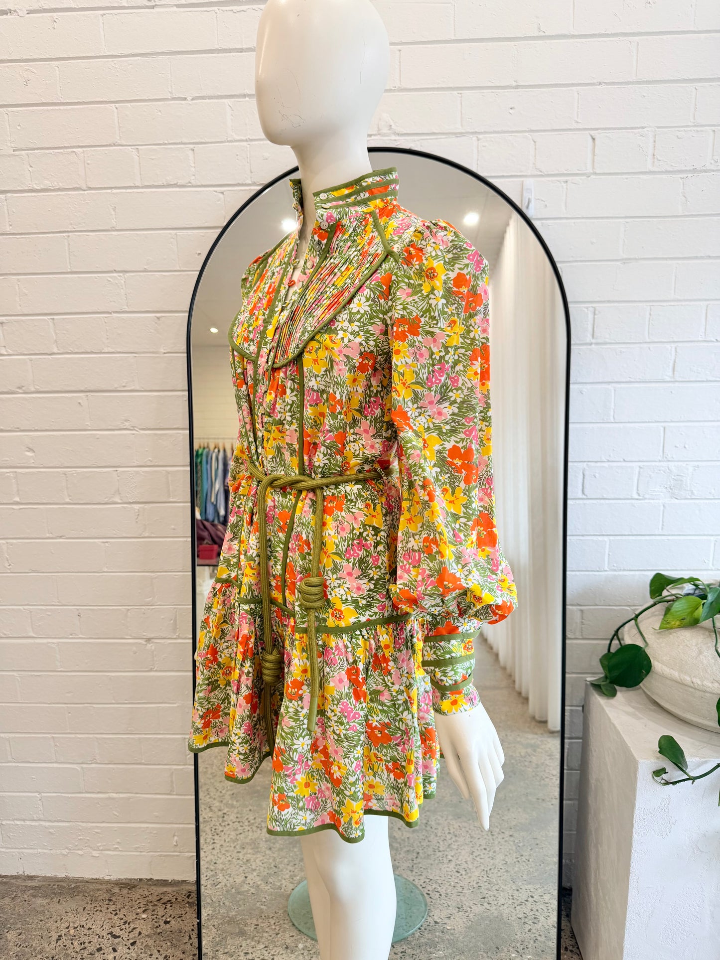 Alemais Green Cabana Mini Dress - Size 8