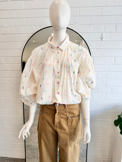 Lollys Laundy 'Heidi' Shirt in Cream - Size XL (14)