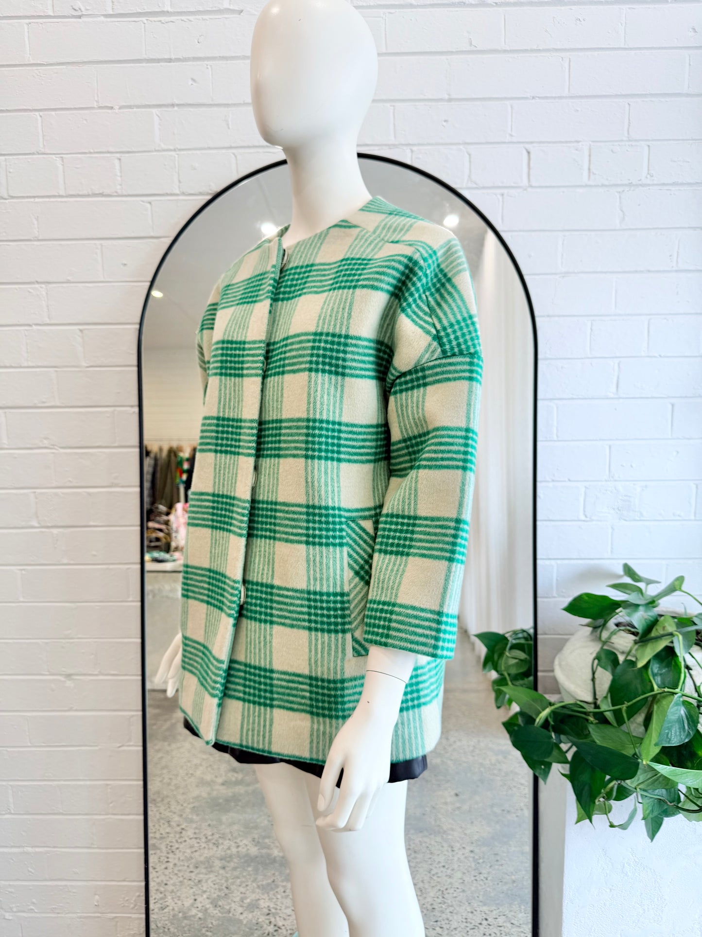 Gorman Green and Cream Mel Check Coat - Size 8