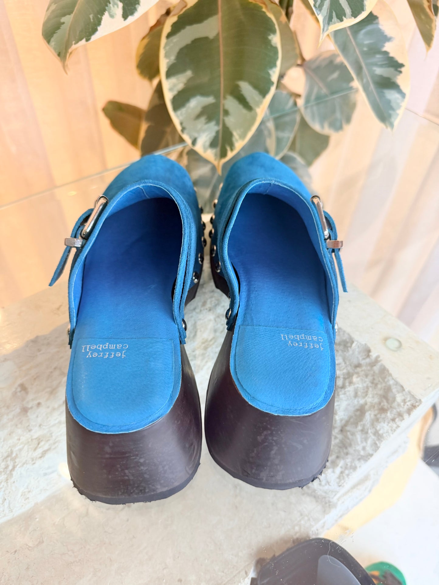 Jeffrey Campbell Blue Suede Clogs - Size 39