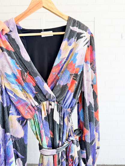 Rebecca Vallance Belladonna Long Sleeve Midi Dress — Floral Print - Size 6