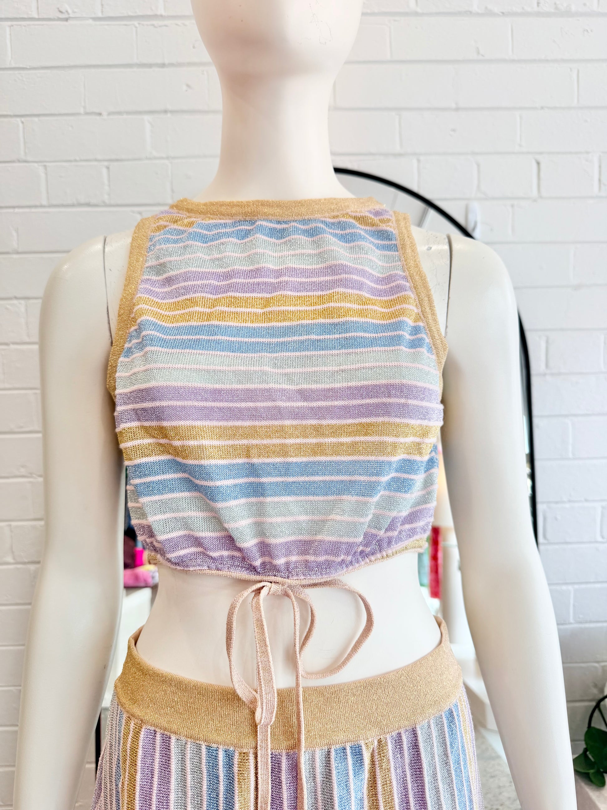 Suboo Elise Stripe Metallic Skirt and Top Set