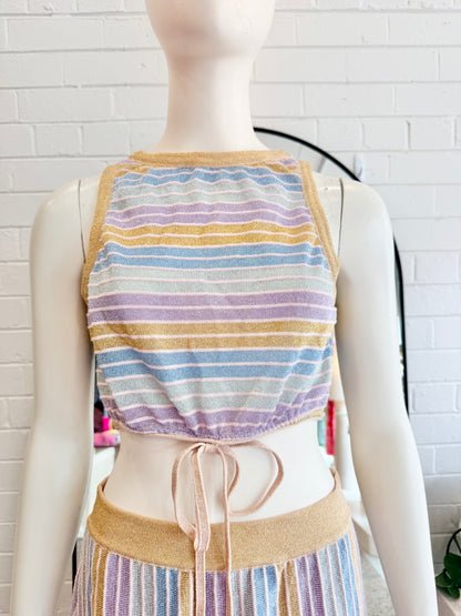 Suboo Elise Stripe Metallic Skirt and Top Set