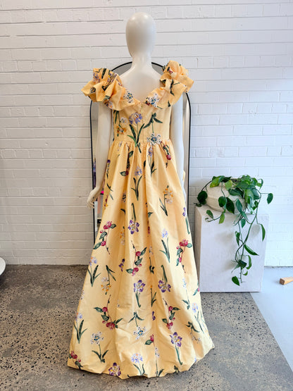 Leo Lin Yellow Sorbet Maxime Vouminous Gown - Size 14 - Pre-Loved Geelong