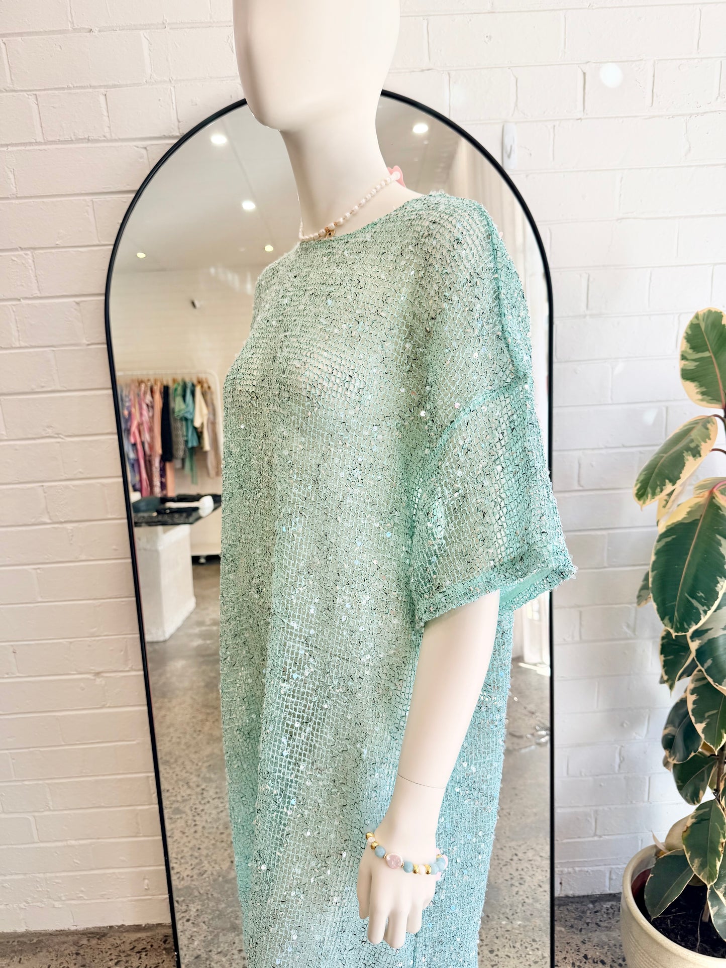 Vrg Girl Blue Sequin Midi Dress - Size 6 (oversized to fit an 8-10)