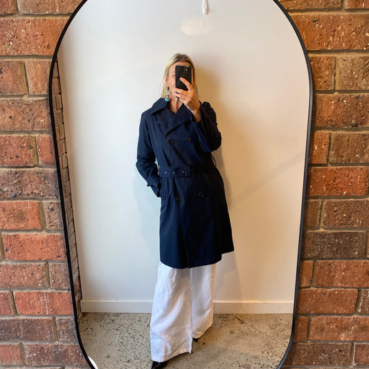 Ralph Lauren Navy Trench Coat - Size Small