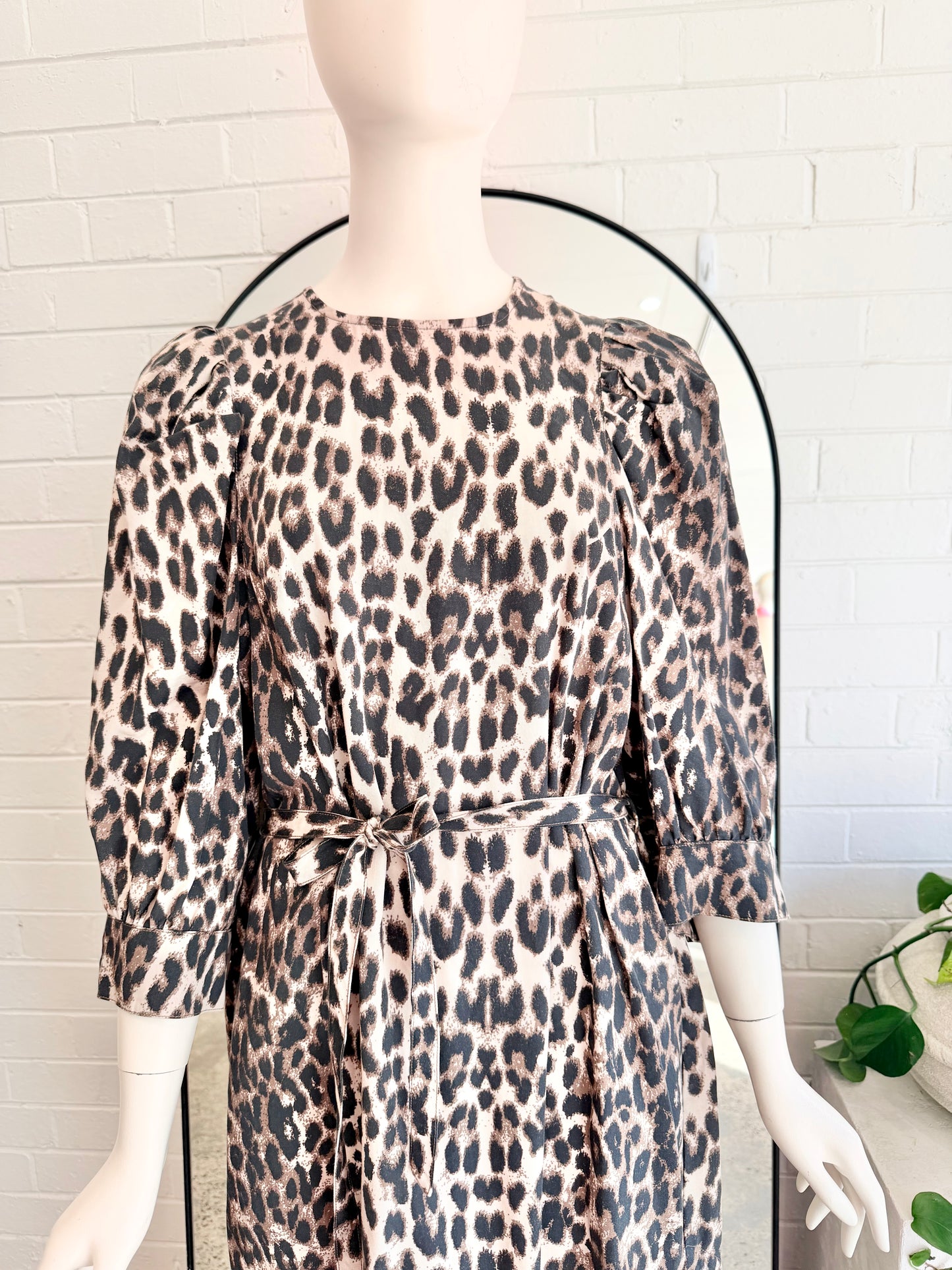 Baum Und Pferdgarten Brown Alya Leopard Print Midi Dress - Size 40 (12 - 14)