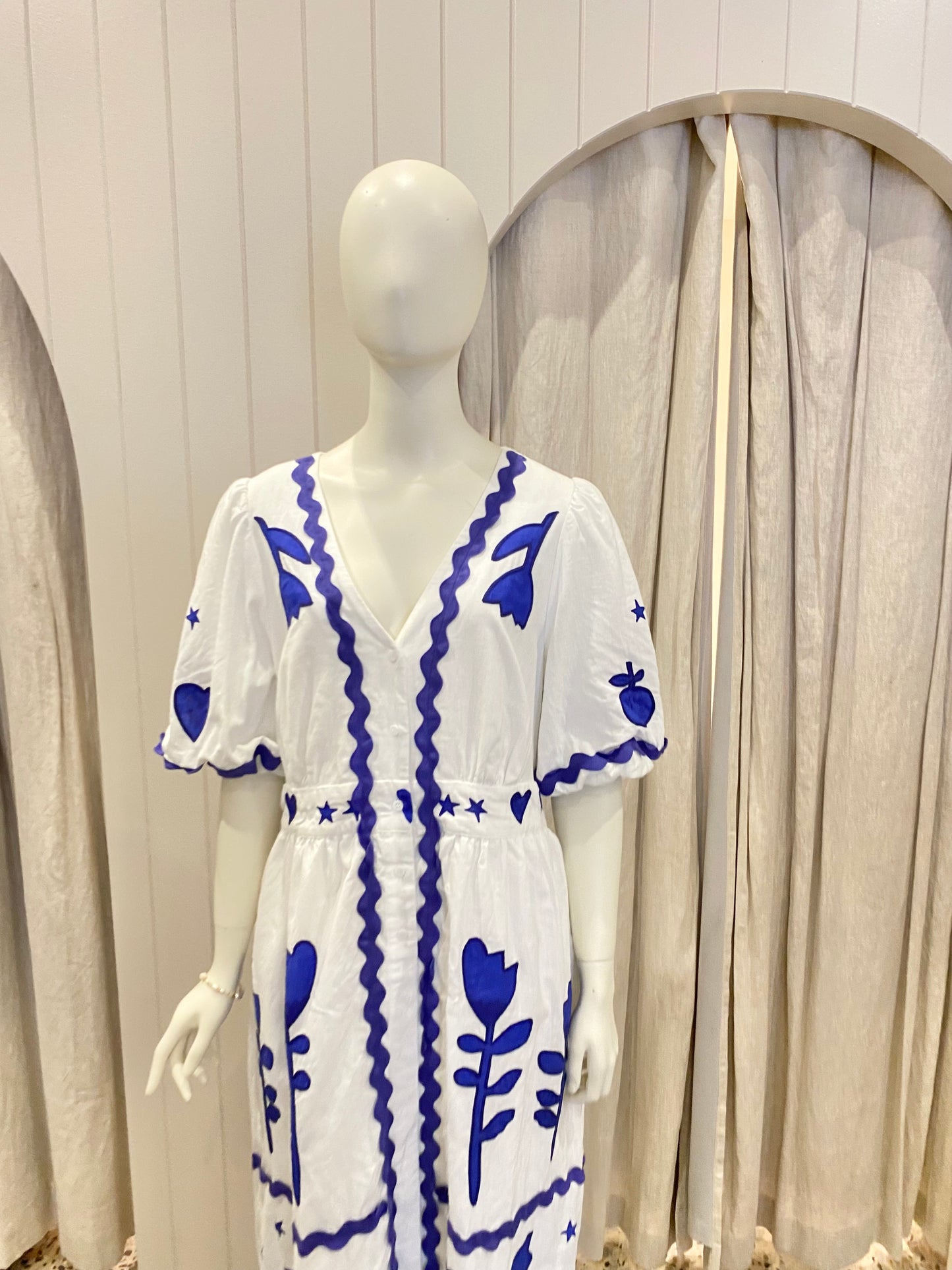 Gorman 'Lovebirds' Embroidered Midi Dress - Size 16